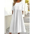 thumbnail image 2 of Women Empire Waist Midi Sundress Summer Casual Boho Beach Dresses Crew Neck Half Sleeve Long Dress with Pockets, 2 of 9