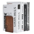 thumbnail image 3 of Book Ends Universal Bookends for Shelves, Non-Skid Bookend, Decorative Heavy Duty Wood Book End, Home Decor Wooden Book Stopper for Books/CDs,1 Pairs,Style:Black walnut square head;, 3 of 8