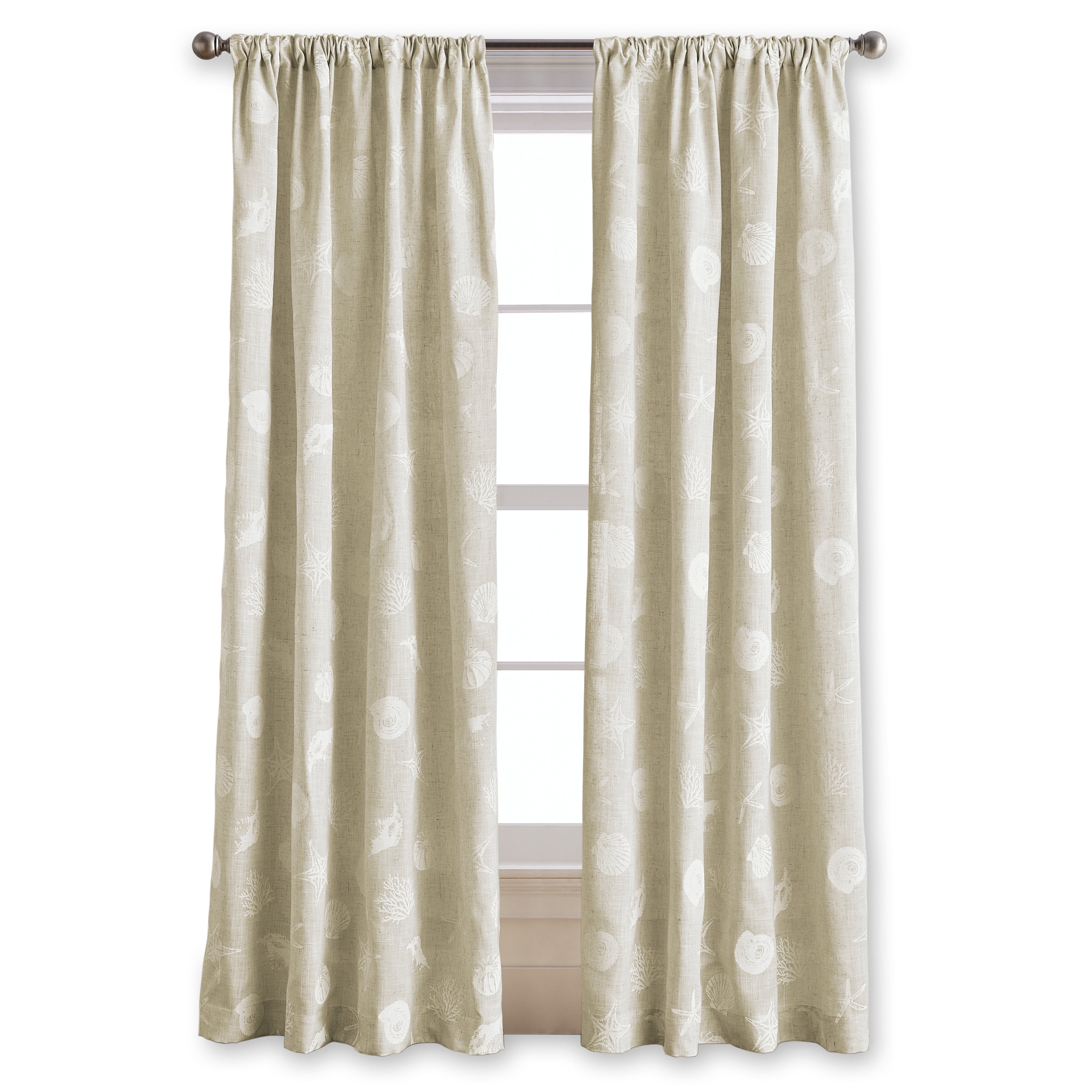 CHF Seashells 63" Curtain Panel, Printed, Linen, Adult