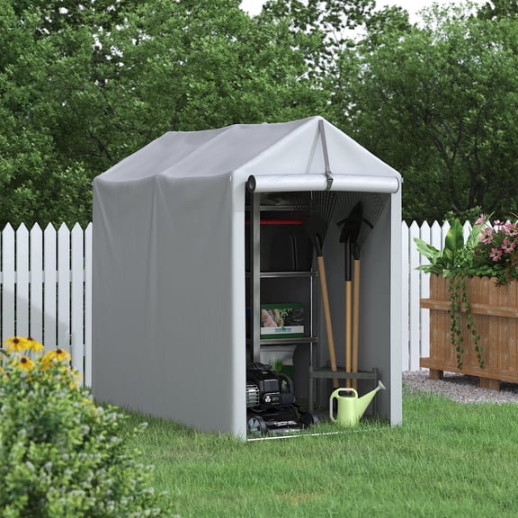Homall Outdoor 3 x 6 x 5 ft Canopy Storage Shelter Portable Shed Outdoor Heavy Duty Carport with Roll-up Zipper Door, Waterproof and UV Resistant Outdoor Storage Shed for Bike, Garden Tools, Gray