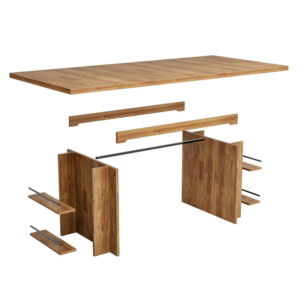 Yardi Yarda 63" Executive Desk, Large Wood Computer Writing Table with Storage, Desk for Indoor, Brown