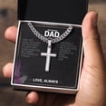 thumbnail image 3 of Cross Necklace Gift for Bonus Dad - Cuban Link Chain with Artisan Cross, 3 of 5