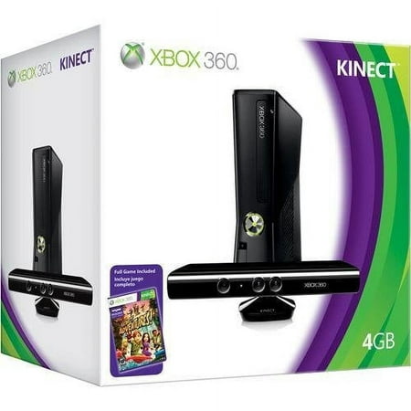 Restored Xbox 360 S 4GB Game Console Kinect With Kinect Adventures (Refurbished)