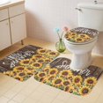 thumbnail image 4 of Vintage Sunflower Bathroom Rugs Set Hello Summer Floral Wood Grain Non Slip Absorbent Soft Bath Mats 3 Piece Set with Bathroom Rug, U-Shaped Floor Mat, Toilet Seat Cover Large Size, 4 of 9