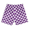 thumbnail image 2 of Seamless Purple and White Checkerboard Swim Trunks Board Shorts Beach Pants Bathing Bottoms S, 2 of 8