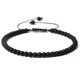 thumbnail image 1 of Nvzi Pulsera de cuentas hecha a mano, pulsera de cuentas finas de 4 mm tejida con cuentas de piedra natural ajustables, pulsera hecha a mano (negro mate), 1 of 5