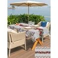thumbnail image 4 of Outdoor Tablecloth with Umbrella Hole and Zipper, Christmas Grey Rectangle Table Cloth 54x80 Inch Waterproof Tablecloth, Xmas Snowman Red Poinsettia Winter Snowflakes Picnic Table Cover for Patio, 4 of 7