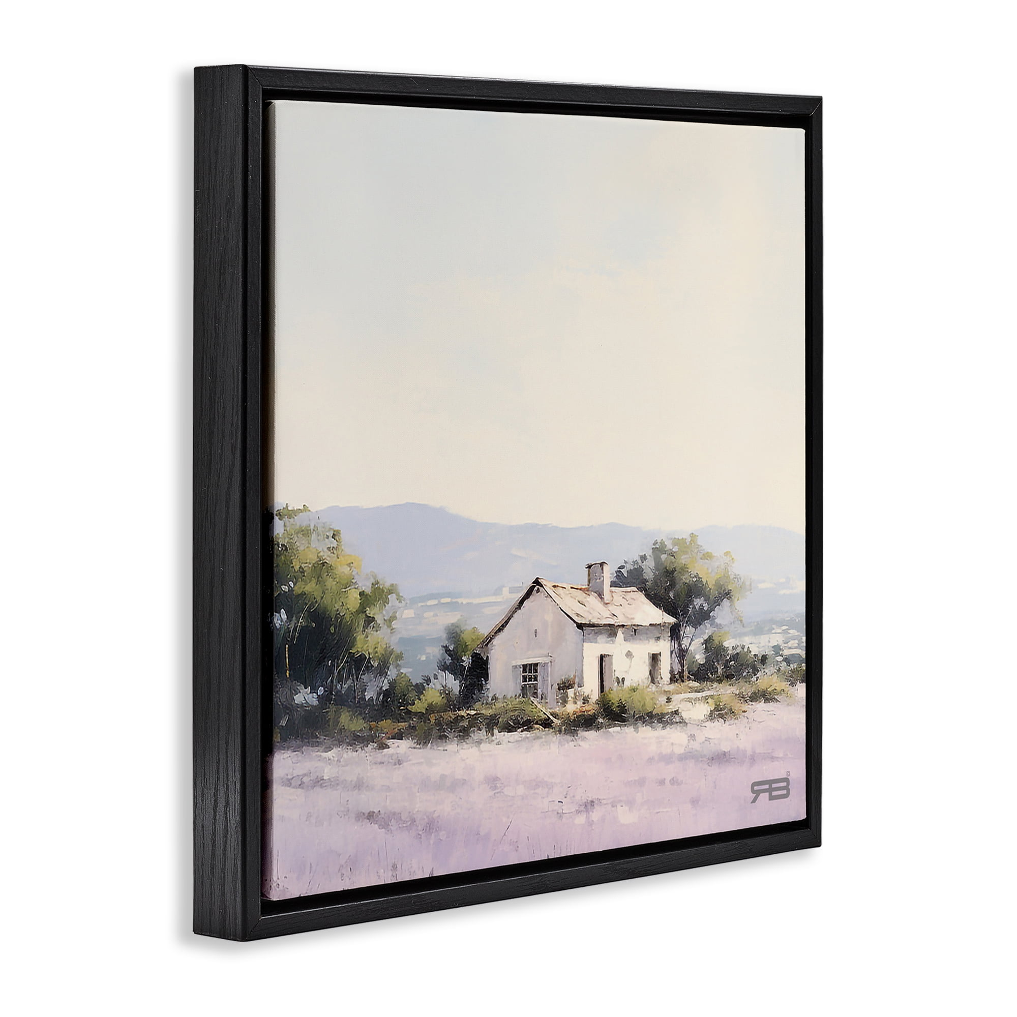 Stupell Industries Rural Farm Horizon Landscape & Nature Painting Black Floater Framed Canvas Art Print Wall Art, 18 x 18
