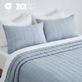 thumbnail image 2 of EVERGRACE 100% Cotton Box Stitch Quilt Bedding Set King Size 3 Pieces, Garment-Washed Lightweight Soft Cozy Coverlet, Oversized Quilted Bedspread Sets with 2 Shams for All Season, Blue Linen, 2 of 8