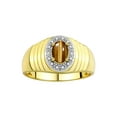 thumbnail image 1 of RYLOS Men's Rings Yellow Gold Plated Silver Classic Halo Of  Diamonds 7X5MM Oval Gemstone Ring Tiger Eye November Birthstone Rings For Men Size 13, 1 of 7