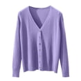 thumbnail image 4 of COMVALUE Women's Cotton Lightweight Cardigans Long Sleeve Knitted Button Down Sweater Purple for Size XL, 4 of 4
