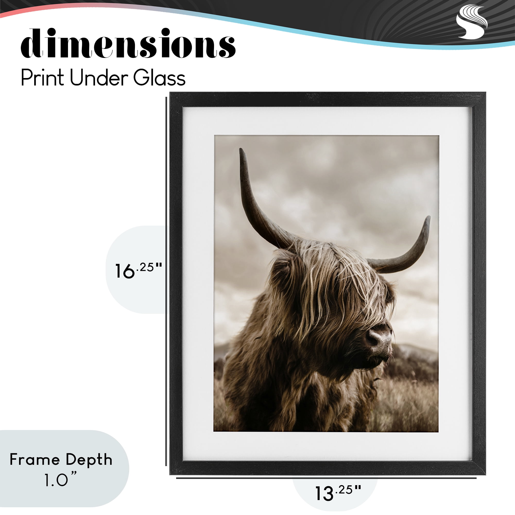 Stupell Industries Highland Cow on Windswept Moor Black Framed Print Under Glass, design by CAD Designs