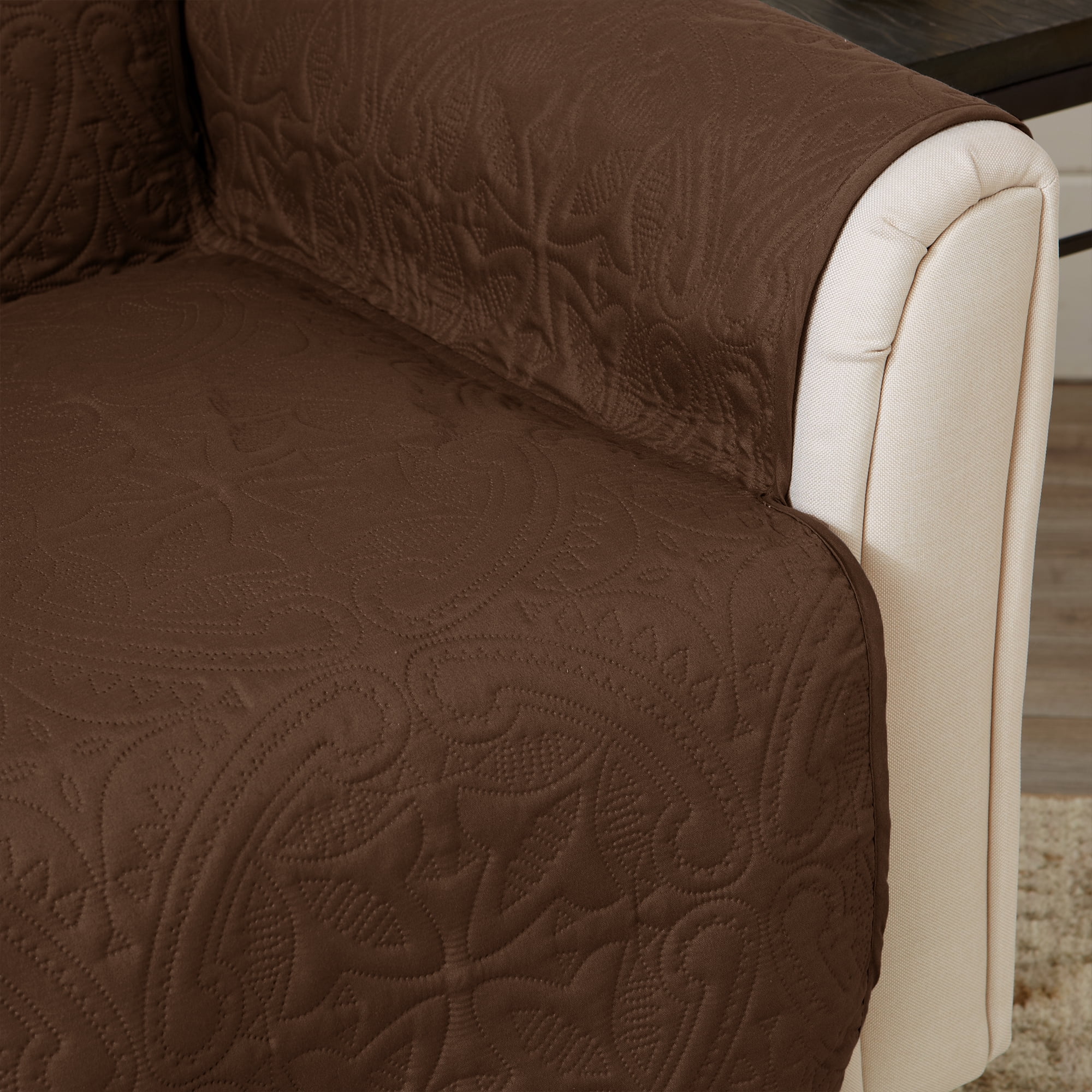 Reversible Quilted Furniture Protector, Machine Washable Slipcover, Sofa, Chocolate / Taupe