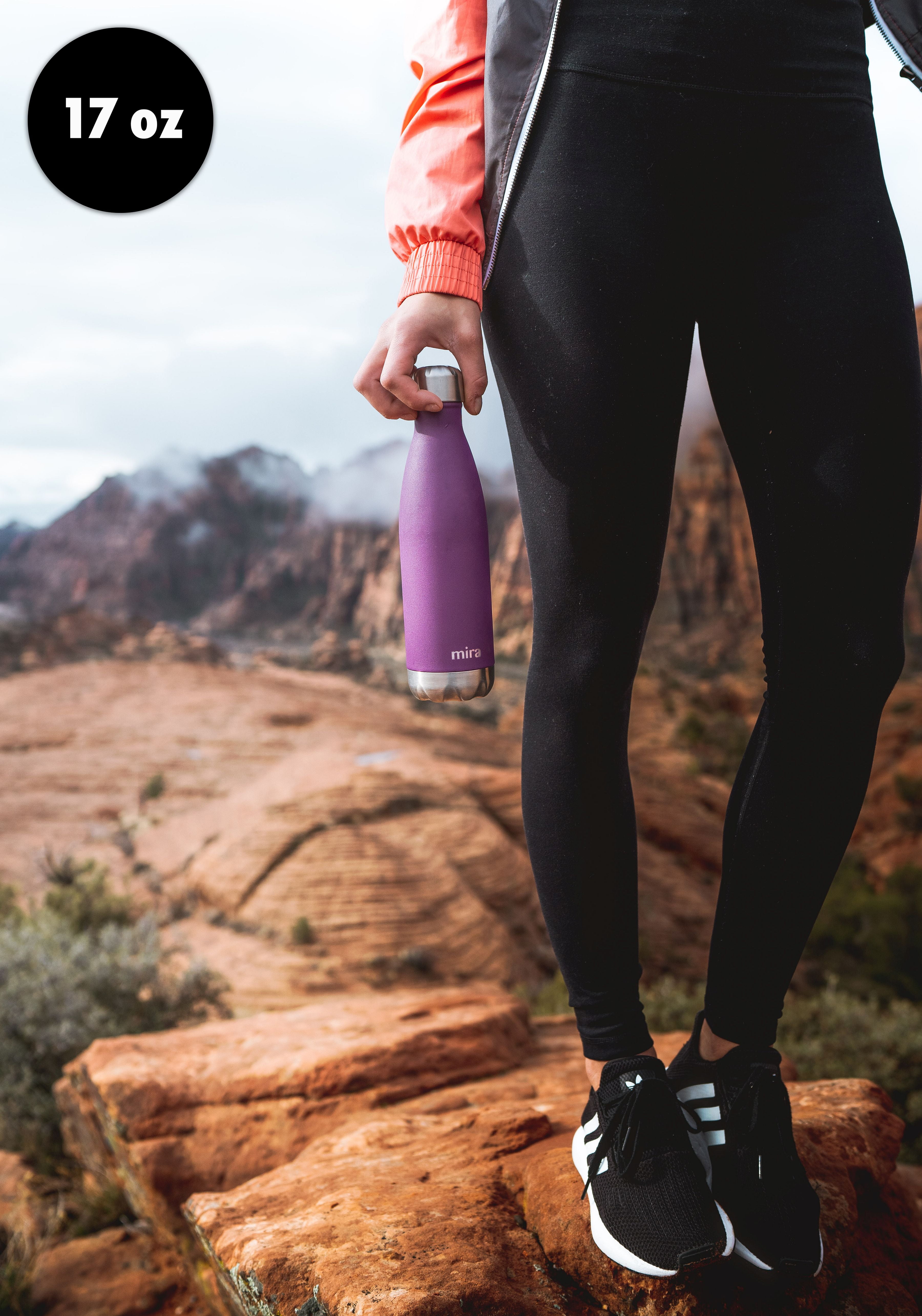 MIRA 17oz Stainless Steel Vacuum Insulated Water Bottle, Leak-Proof Double Walled Cola Shape, Black