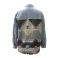 thumbnail image 5 of Women's Button Down Shirt Jacket Aztec Denim Jacket Hip Length Denim Jean Jackets Shackets Blue L, 5 of 6