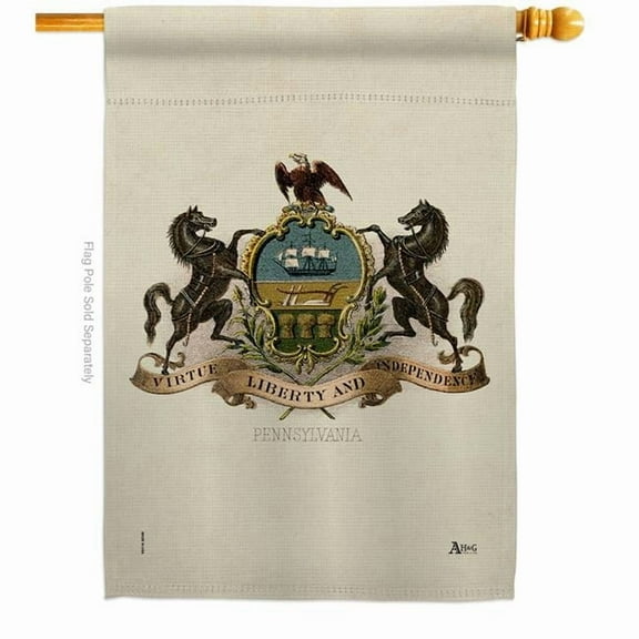 Americana Home & Garden H141243-BO 28 x 40 in. Coat of Arms Pennsylvania House Flag with Americana States Double-Sided Decorative Vertical Banner Garden Yard Gift