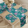 thumbnail image 2 of Ambesonne Peony Table Runner & Placemats, Rose Family Pointy Petals, Placemat 4 pcs + Runner 12"x90", Teal and Pale Mauve, 2 of 2
