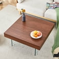 thumbnail image 3 of Tcbosik Modern Coffee Table, Small Cocktail Table with Tempered Glass Legs, 31.5 inch Square Center Table for Small Space, Living Room, Bedroom, Walnut, 3 of 10