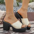 thumbnail image 5 of Wensltd Block Heel Sandals for Women Wide Width Fashion Open Toe Slide Shoes with Comfortable Chunky Heel Sandals Beige, 5 of 9