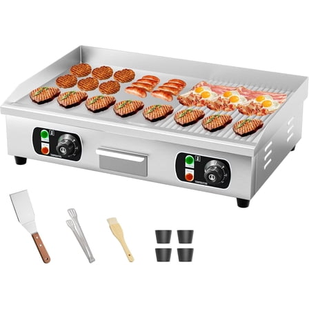 29" Commercial Electric Countertop Griddle,110V 3000W Flat Top Grill Hot Plate BBQ,Adjustable Thermostatic Control 122°F-572°F,Stainless Steel Restaurant Grill for Kitchen(NO PLUG)