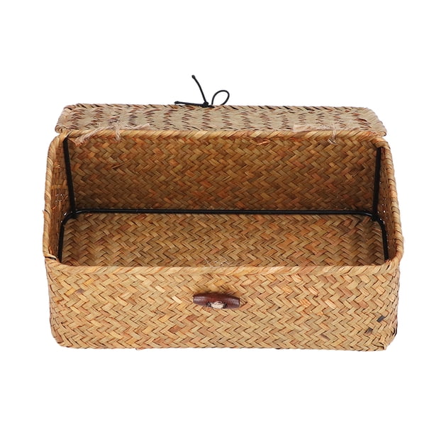 Cesta Rectangular De Pasto Marino Contenedores De Estantes Tejidos De Almacenamiento Natural