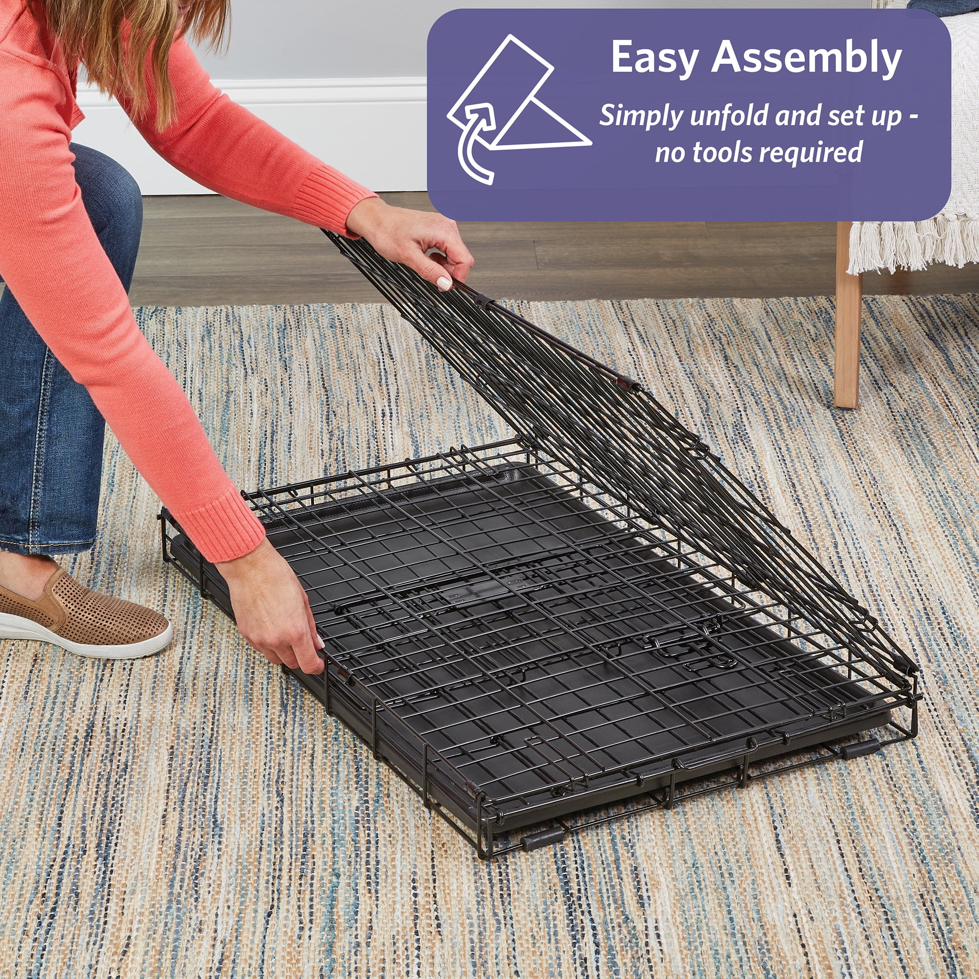 MidWest Homes iCrate Folding Dog Crate, 18-inch with Divider Panel and Leak-Proof Tray