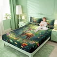 thumbnail image 3 of meiyoeat Jungle Animal Elk Bed Sheets For Girls,Colorful Cute Flowers Full Size Sheets For Kids,4-Piece, 3 of 6