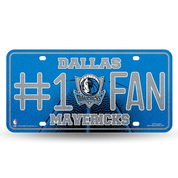 Dallas Basketball Mavericks #1 Fan Sparkly Glitter Look License Plate Tag - Number One! Let's Go! It's all about the Bling!