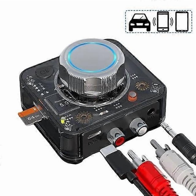 Bluetooth 5.0 Audio Receiver, 3D Stereo Wireless Adapter, TF Card, RCA, 3.5mm AUX