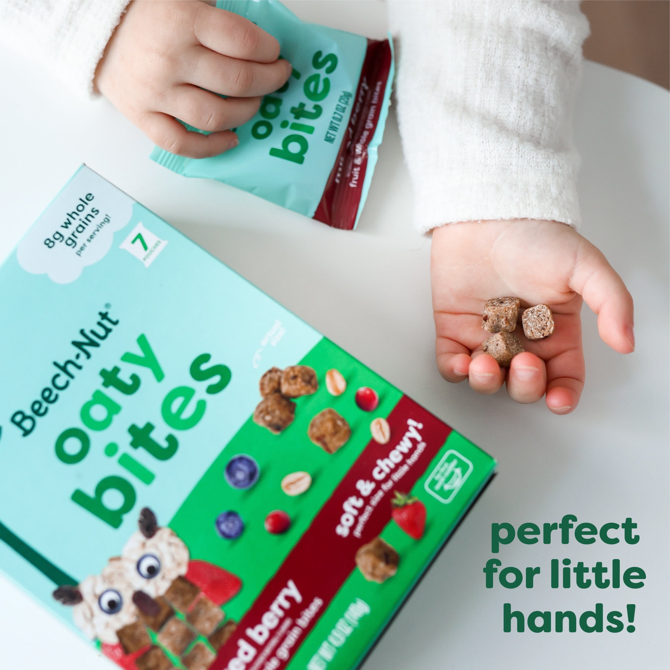 (4 pack) Beech-Nut Oaty Bites with Fruit & Whole Grains, Mixed Berry Toddler Snack Bites, 7 Packs