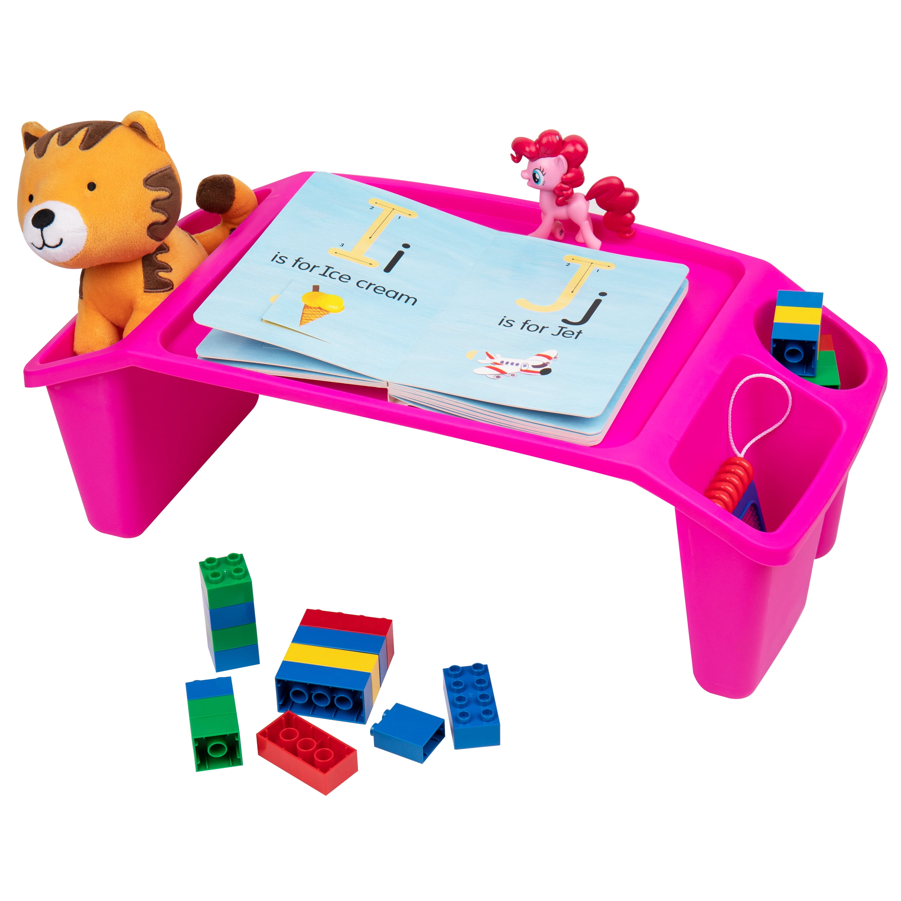 Mind Reader Kids Lap Desk, Set of 2, Activity Tray, Drawing, Stackable, Portable, Plastic, Pink
