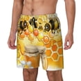 thumbnail image 2 of Uemuo Honey Bee Pattern Mens Swim Trunks Quick Dry Board Shorts with Mesh Lining, Stretch Beach Shorts Quick Dry No-Chafing Board Shorts-, 2 of 9