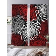 thumbnail image 3 of Red White Sheer Curtains 84 Inch Length 2 Panels Set, Abstract Black Chrysanthemum Flower Floral Voile Window Treatment Rod Pocket Curtains Sheers Drapes for Bedroom/Living Room/Kitchen 52"x84"x2, 3 of 7