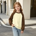 thumbnail image 6 of LIaqionyy Girls Fleece Sweatshirts Casual Loose Crew Neck Pullover Color Block Long Sleeve Tops Kids Comfortable Sweatshirt, 6 of 8