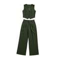 thumbnail image 6 of Guluxicc 2 Piece Womens Outfit Sets V Neck Sleeveless Button Down Vests High Waist Pleated Wide Leg Pants Business Casual Wear, 6 of 6