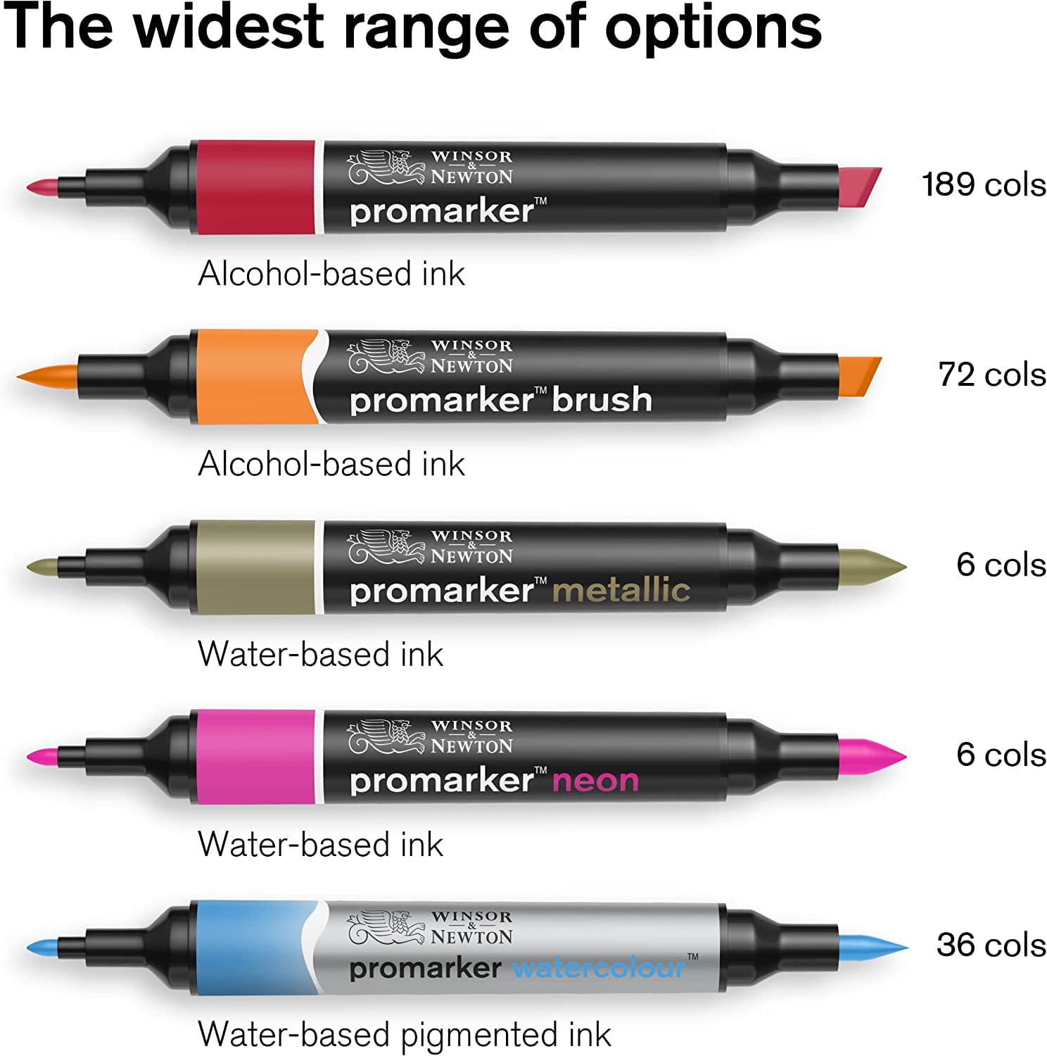 Winsor & Newton ProMarker Watercolor Marker Set, 6-Colors, Basic