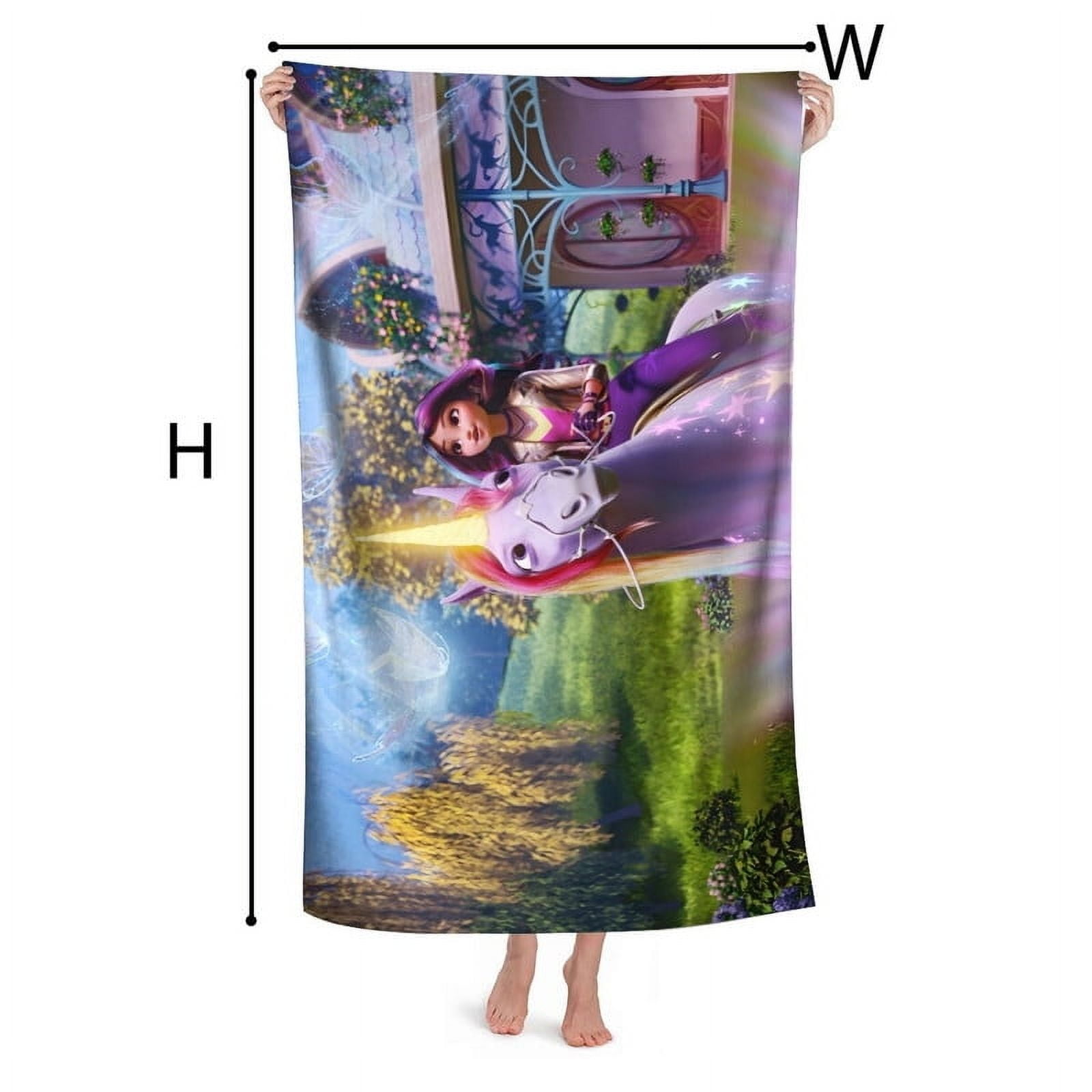 Unicorn Academy Cartoon Gifts Beach Towel for Women Kids Birthday Bath Outdoor Quick Dry Lightweight 30.7×63in