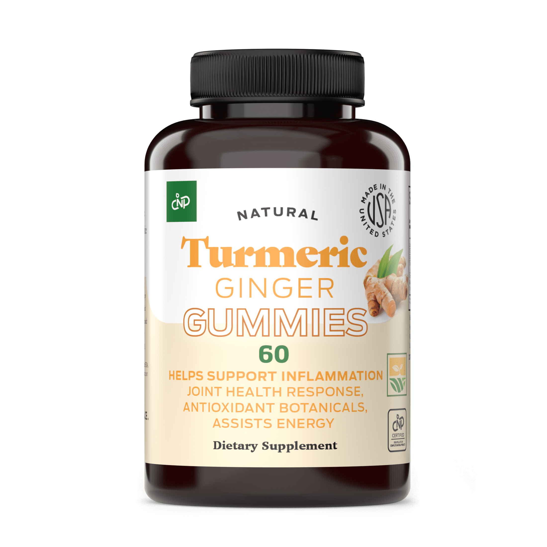 Turmeric Ginger Gummies 60 Count Natural With Black Pepper Extract
