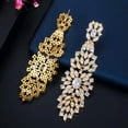 thumbnail image 5 of Luxurious Long Leaf Dangle Drop Earrings Yellow Gold Plated Cubic Zircon Jewelry, 5 of 9