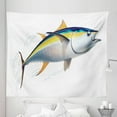 thumbnail image 1 of Fish Tapestry, Yellowfin Tuna Realistically Illustrated Shadows and Water Details on Fins, Fabric Wall Hanging Decor for Bedroom Living Room Dorm, 5 Sizes, Earth Yellow Blue, by Ambesonne, 1 of 1