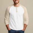 thumbnail image 2 of Men’s Three Quarter Sleeve Sport T-Shirt Baseball Style Casual Cotton Top, 2 of 7