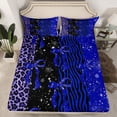 thumbnail image 2 of Feelyou Princess Blue Ribbon Twin Sheet Sets for Kids, Fashion Bowknot Bow-tie Twin Fitted Sheet, Leopard Cheetah Print Flat Sheet, Lightweight Room Decor, 3 Pieces, 2 of 7