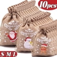 thumbnail image 2 of Venta al por mayor de bolsas de lino navideñas, dibujos animados de Papá Noel, muñeco de nieve, regalos de dulces, bolsa con cordón para bolsas de almacenamiento de embalaje para fiesta de Navidad, 2 of 5