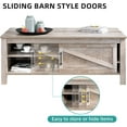 thumbnail image 6 of Dextrus Coffee Table with Storage, Farmhouse Wood Sofa Center Table with Sliding Door, Gray, 6 of 11