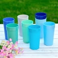 thumbnail image 3 of Youngever 18 Pack Unbreakable Plastic Tumblers 20 Ounce, Unbreakable Plastic Drinking Glasses, Plastic Cups, Set of 18 in 9 Coastal Colors, 3 of 5