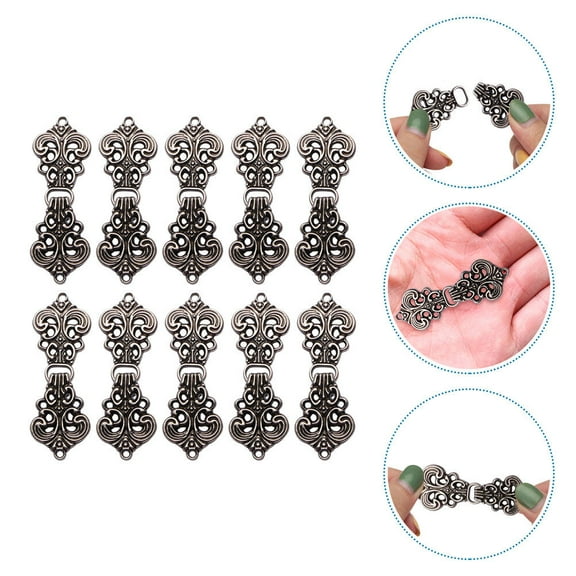 Milisten Cardigan Closure Clasp Silver Alloy 10 Pairs 2.0x0.7x0.1in