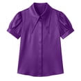 thumbnail image 5 of Ashirexll Tops for Women Trendy Casual Solid Turndown Collar Lace Blouse Short Sleeve Top T Shirt for Daily, 5 of 5