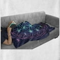 thumbnail image 6 of Mandala Soft Flannel Fleece Throw Blanket, Flower of Life Design on Dark Toned Background with Ombre Effect, Cozy Plush for Indoor and Outdoor Use, 50" x 60", Pale Blue Violet Indigo, by Ambesonne, 6 of 6
