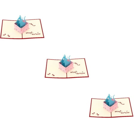 Masteelf 3 pcs Birthday Cat Pop-up Cards Delicate 3D Birthday Cards Creative Greeting Cards