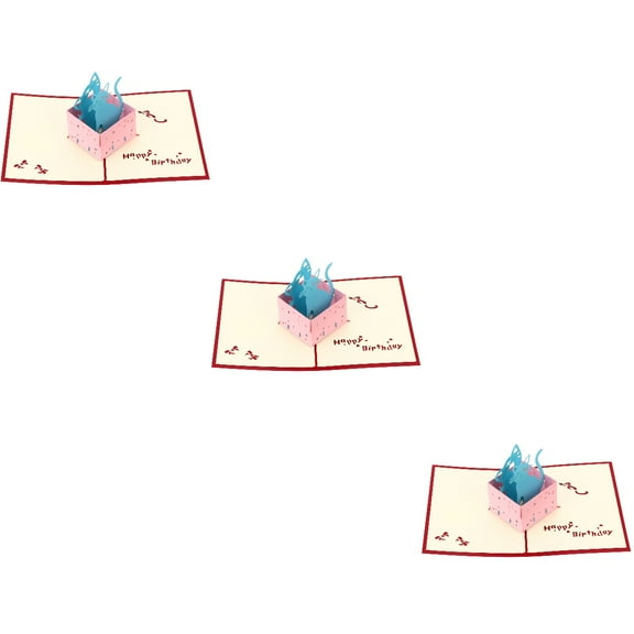 Masteelf 3 pcs Birthday Cat Pop-up Cards Delicate 3D Birthday Cards Creative Greeting Cards